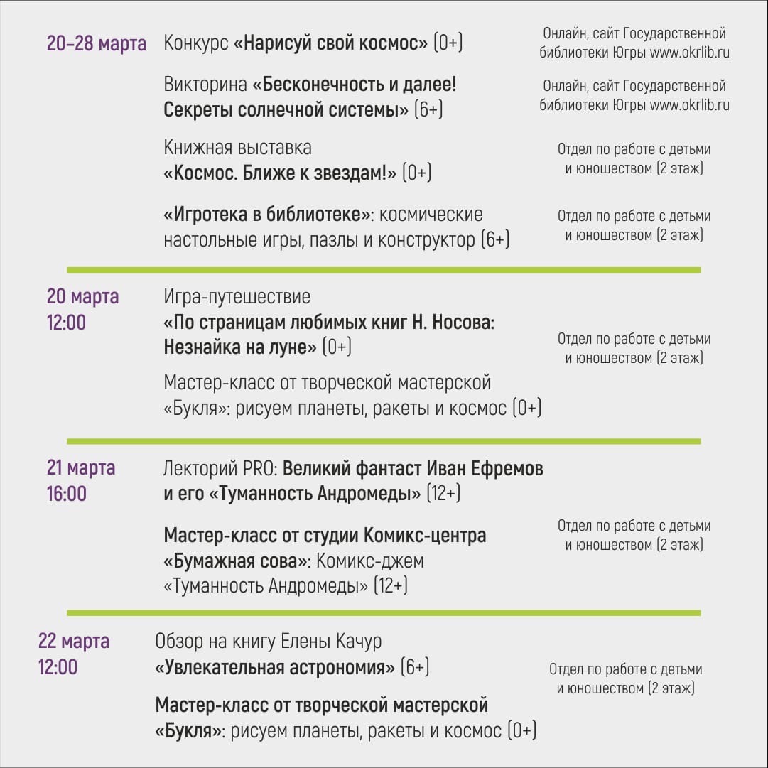 КОСМИЧЕСКАЯ НЕДЕЛЯ» детской и юношеской книги 2021 | Государственная  библиотека Югры